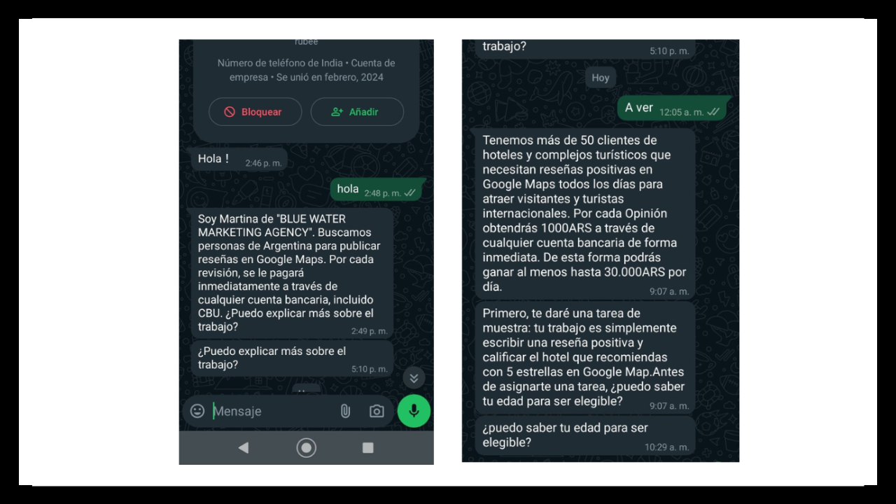Estafas virtuales: cómo pueden engañarte con mensajes de WhatsApp del extranjero que ofrecen trabajo y qué podés hacer para evitar caer en el engaño