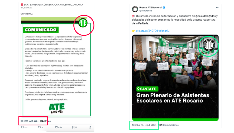 No, no es oficial este comunicado de ATE en el que supuestamente llama a “derribar el gobierno de Javier Milei”