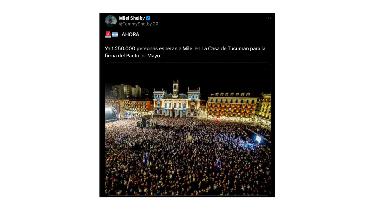 No, esta foto no muestra a “un millón de personas esperando a Milei” para la firma del Pacto de Mayo: es de un recital de 2018 en España