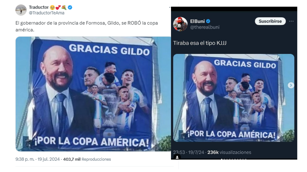 No, no es real este supuesto cartel publicitario en el que se le agradece a Gildo Insfrán por la Copa América: es un meme
