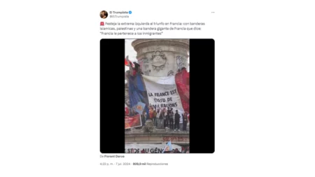 No, en esta bandera francesa no se lee “Francia le pertenece a los inmigrantes”