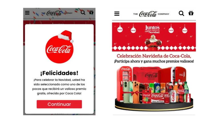 No, Coca-Cola no está ofreciendo premios por la Navidad: el enlace que circula es una estafa