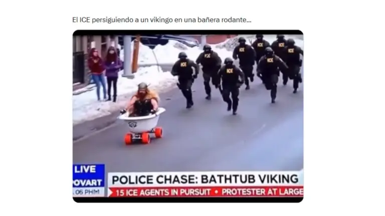 El video de agentes del ICE persiguiendo a un hombre disfrazado de vikingo fue hecho con IA