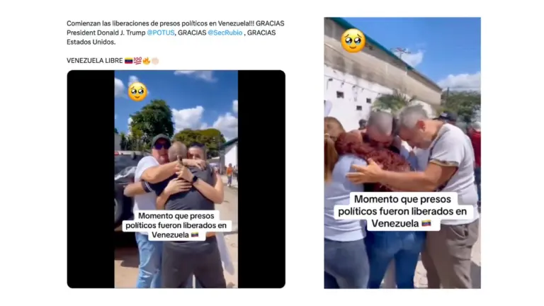 Este video muestra la liberación de presos políticos en Venezuela pero no es actual: es de 2024