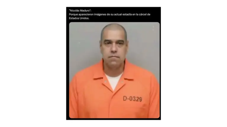 No, esta supuesta foto de Maduro sin pelo y vestido con un uniforme naranja de prisión no es real