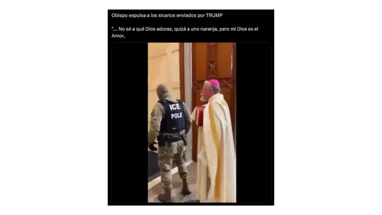 El video de un sacerdote expulsando a agentes de ICE de una iglesia está hecho con IA