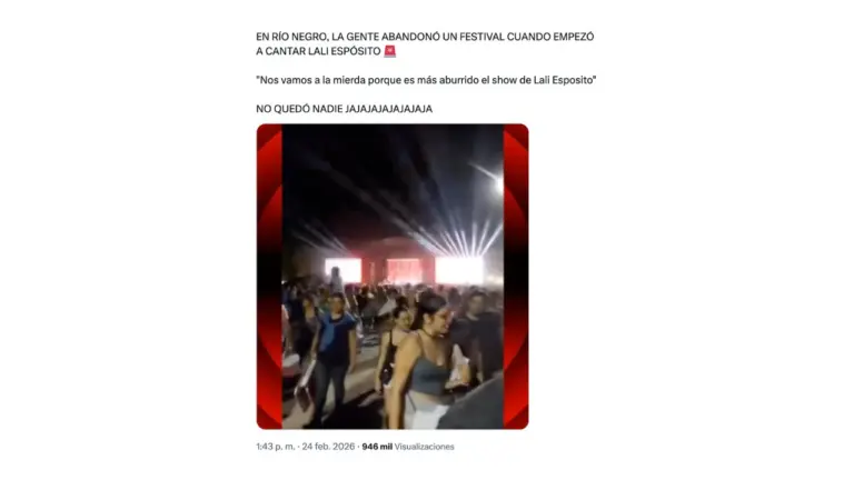 Es falso que el público se fue de la Fiesta Nacional de la Manzana en Río Negro cuando empezó a cantar Lali