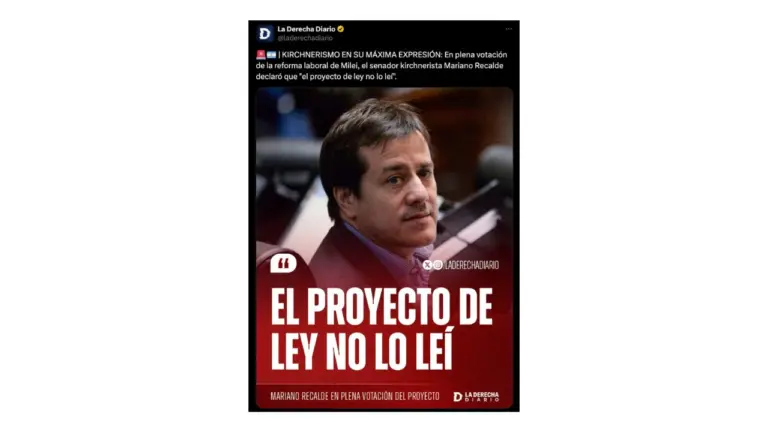 Es falso que Recalde admitió no haber leído la reforma laboral: su frase está sacada de contexto