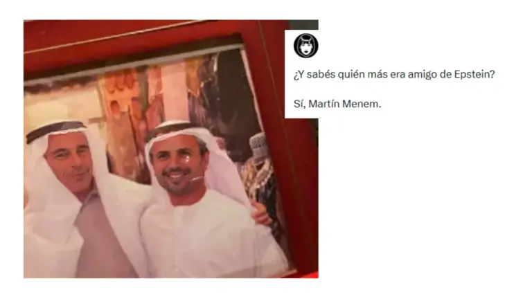 Es falso que Martín Menem aparece en esta imagen con Jeffrey Epstein: el hombre de la foto original es el empresario Ahmed Bin Sulayem
