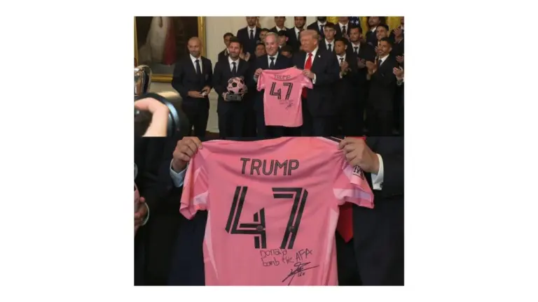 No, Messi no le regaló a Trump una camiseta firmada con la dedicatoria “Donald, bombardeá la AFA”
