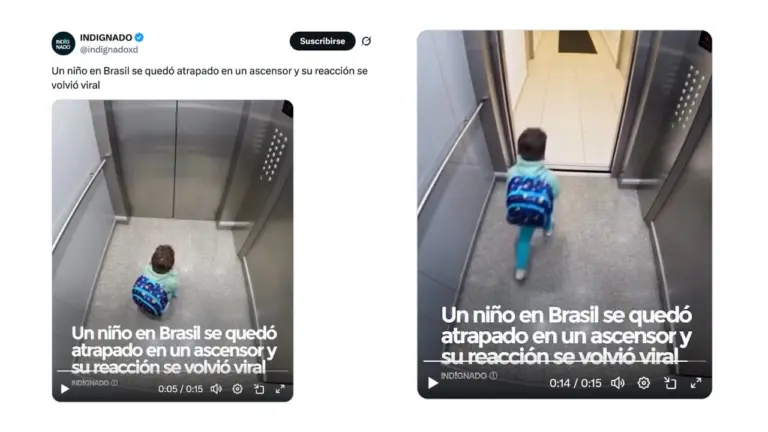Es falso este video que muestra a un niño rezando tras quedar atrapado en un ascensor: fue generado con IA