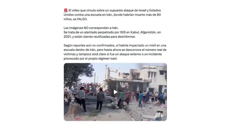 Este video de una escuela destruida no es de Kabul en 2021: es actual y corresponde a un bombardeo en Irán