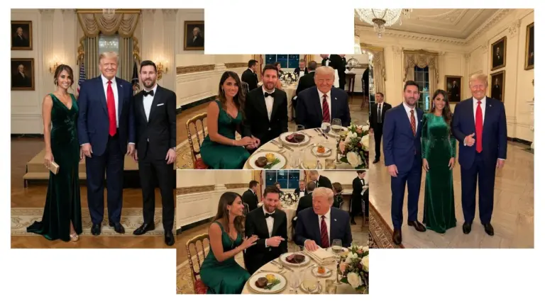 Son falsas estas fotos que circulan de Lionel Messi y Antonela Roccuzzo con Donald Trump