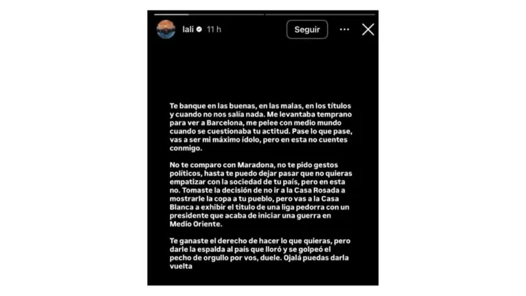 No, Lali no criticó a Messi luego de que el jugador visitara a Trump