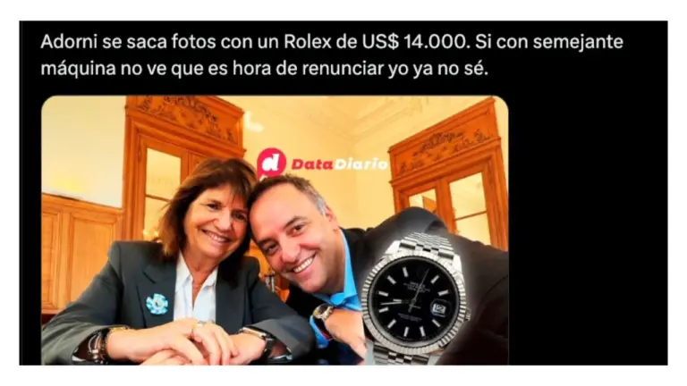 Es falso que Manuel Adorni está usando un reloj Rolex de US$ 14 mil en esta foto