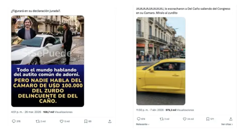 Estas imágenes de Nicolás del Caño subiendo a un auto de US$ 100 mil son falsas