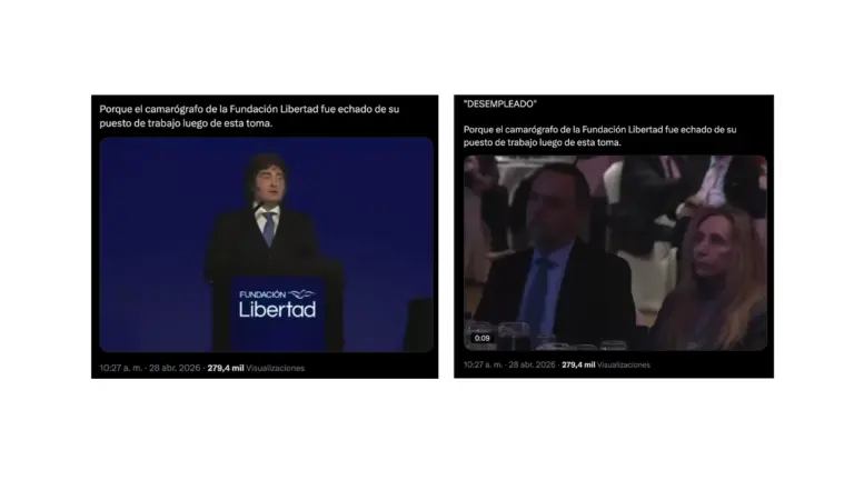 Es falso que la cámara enfocó a Karina Milei y Adorni cuando el Presidente habló de “3 corruptos ineficientes” en la cena de Fundación Libertad