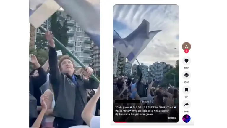 No, Milei no levantó la bandera de Israel en el Día de la Bandera: el video es de 2023 durante su campaña electoral