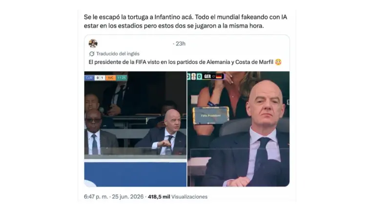 Estas fotos para presentar a Gianni Infantino en dos partidos del Mundial 2026 a la vez están manipuladas
