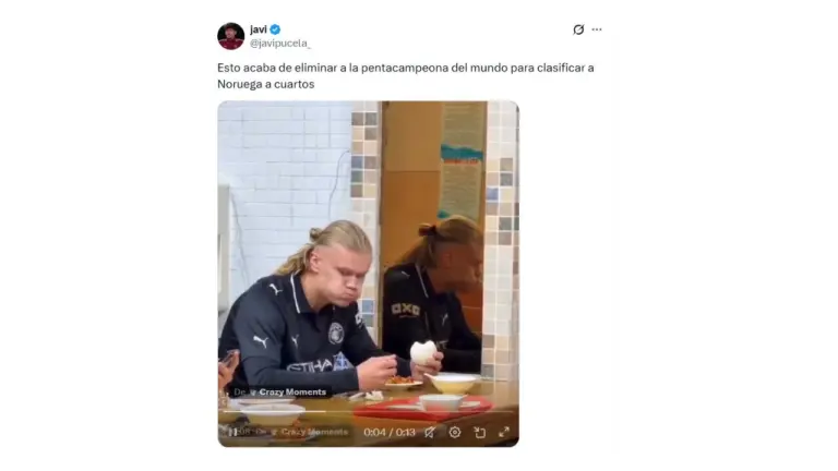 Es falso el video de Erling Haaland comiendo y asustándose al ver su reflejo: fue manipulado con IA
