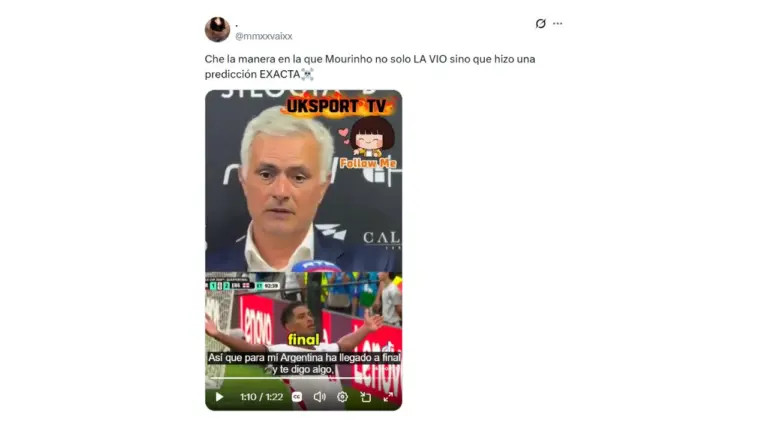 No, el video de José Mourinho analizando la previa de Argentina-Inglaterra no es real