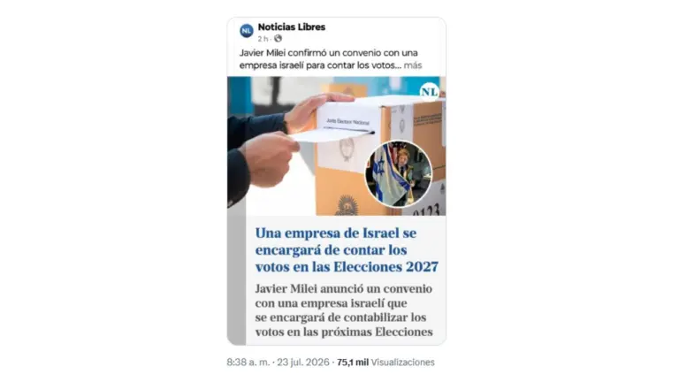 Es falso que Milei anunció que una empresa israelí se encargará de contar los votos de las Elecciones 2027