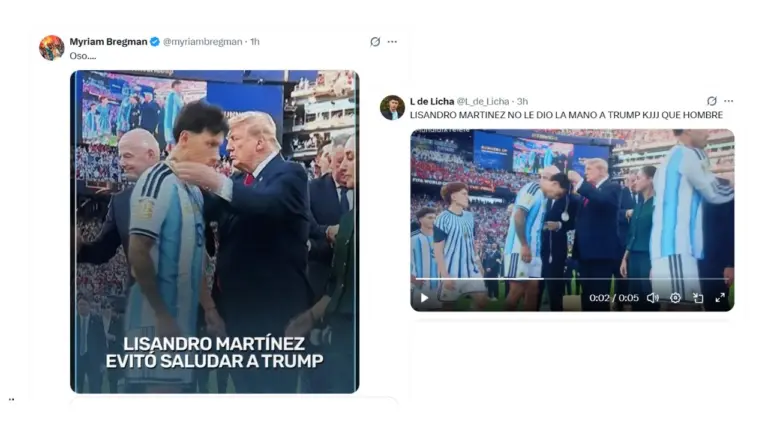 Es falso que Lisandro Martínez evitó darle la mano a Donald Trump durante la premiación del Mundial 2026