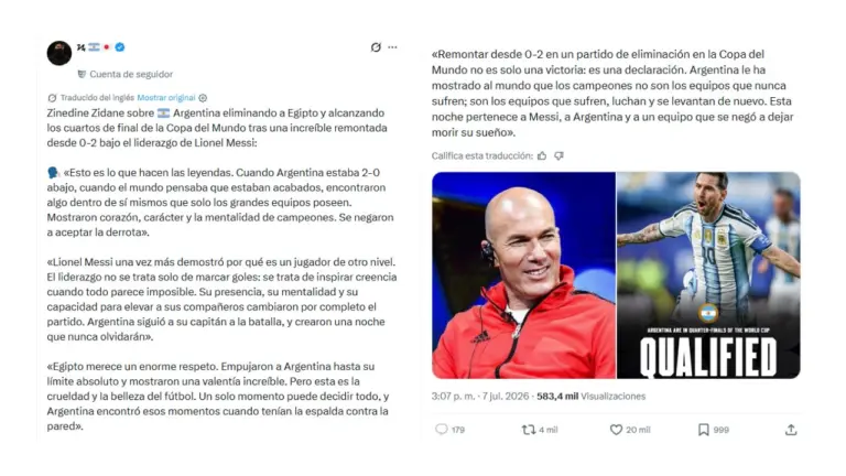 Es falso que Zidane elogió a Messi con la frase “esto es lo que hacen las leyendas” tras el triunfo de Argentina ante Egipto