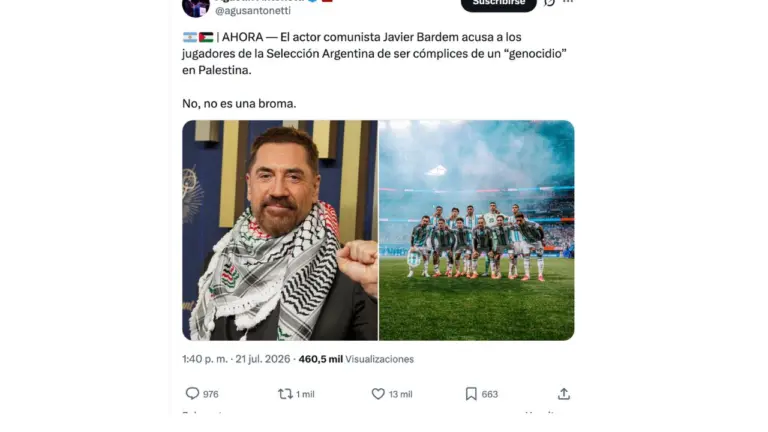 Javier Bardem no acusó a los jugadores de Argentina “de ser cómplices de un genocidio en Palestina”