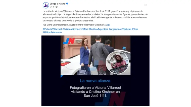 Es falso que Victoria Villarruel fue fotografiada visitando a CFK en prisión domiciliaria