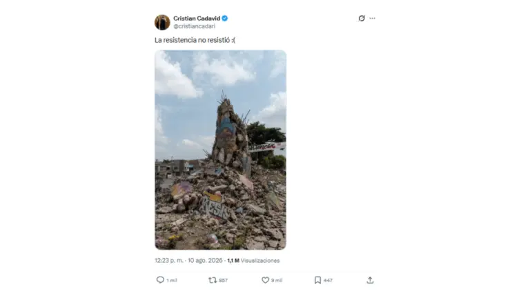 Fue creada con IA la imagen que muestra el Monumento a la Resistencia de Colombia derrumbado