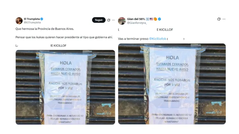 No, este cartel que anuncia un cierre tras 9 robos no corresponde a un local de la provincia de Buenos Aires: es de un comercio en Uruguay
