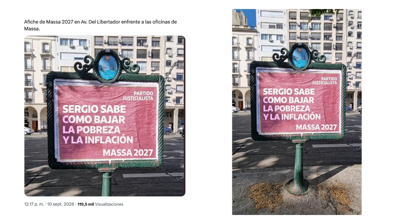 Falso este afiche porteño que proclama la candidatura de Sergio Massa en 2027: la imagen fue generada con IA
