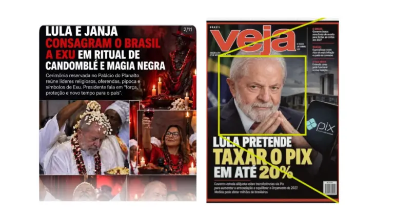 Falsas portadas atribuidas a Veja y GloboNews usan IA para atacar a Lula y su esposa Janja