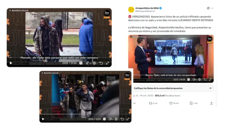 No, estas fotos de un “policía infiltrado” no son de la Marcha federal universitaria del 15 de octubre de 2026