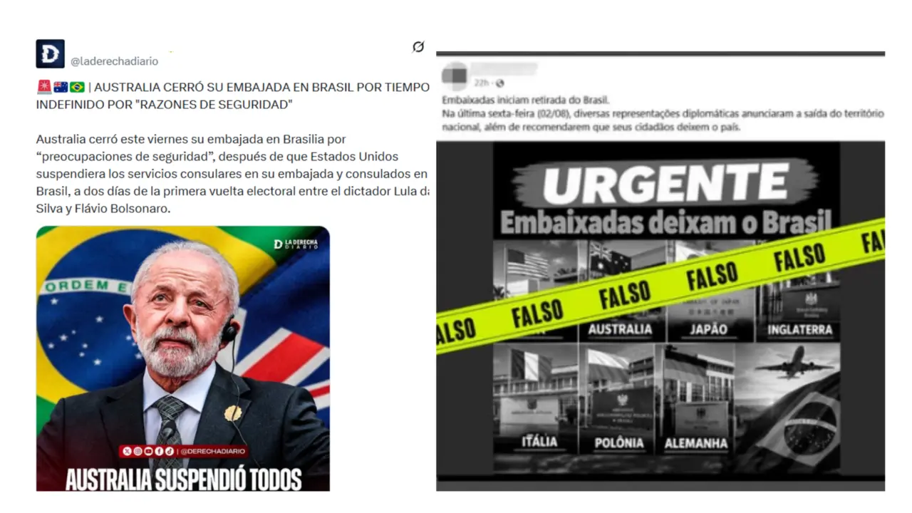 Es falso que las embajadas de 7 países anunciaron su salida de Brasil antes de las elecciones, como circula en redes